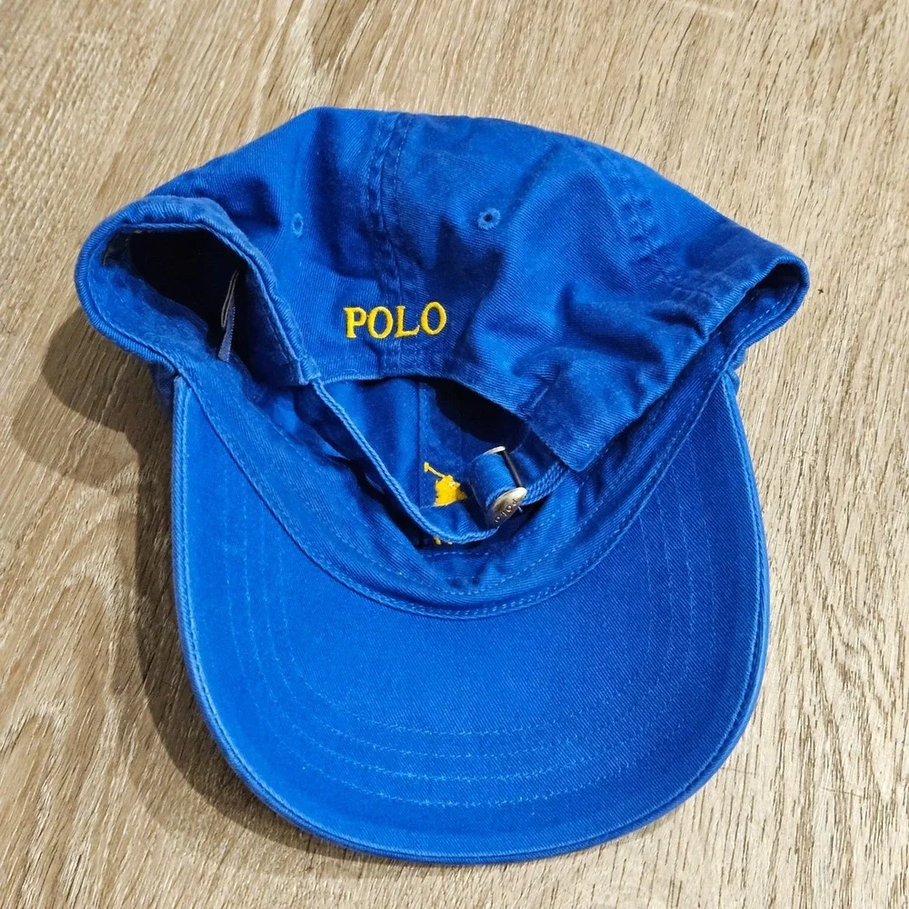 Polo Ralph Lauren Classic Sport Cap Hat Blue Yellow Pony Adjustable Cotton Strap